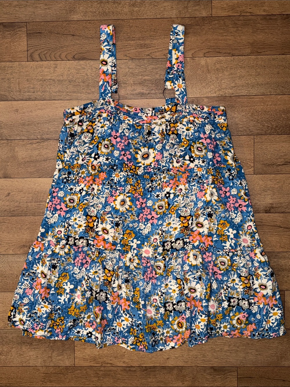 Natural Life Size Large Floral Print Mini Dress Boho Festival Whimsy Playful L